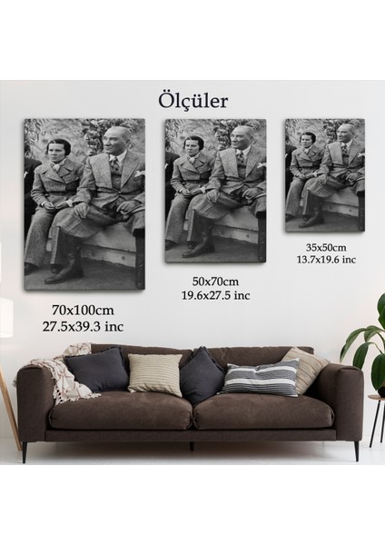 Atatürk Portre Tablosu Mustafa Kemal Atatürk Dikdörtgen Dekoratif Kanvas TABLO-FT-144