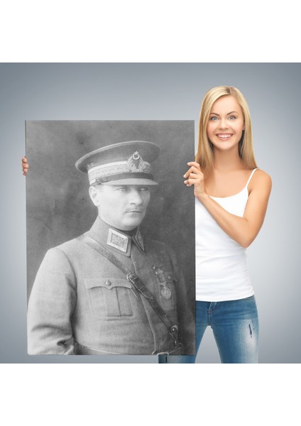 Atatürk Portre Tablosu Mustafa Kemal Atatürk Dikdörtgen Dekoratif Kanvas Tablo-Cv-75 modelleri