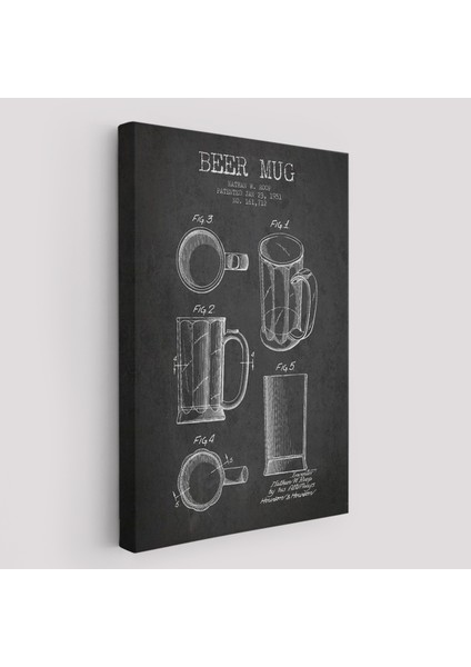 1951 Tarihli Bira Bardağı Patent Çizimi Dekoratif Kanvas Duvar TABLOSU-5213 fiyatları