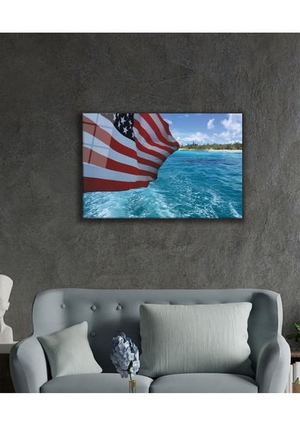 Amerika Bayrağı Cam Tablo America Flag