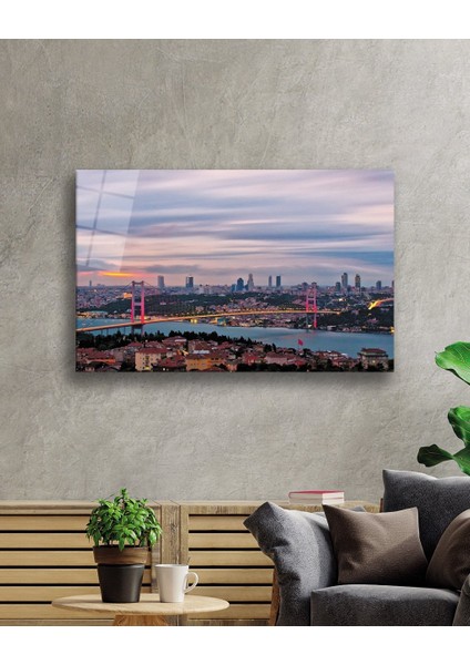 Istanbul Gün Batımı Boğaz Köprü Manzaralı Cam Tablo fiyatları