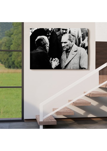 Atatürk Portre Tablosu Mustafa Kemal Atatürk Dikdörtgen Dekoratif Kanvas TABLO-FV-147