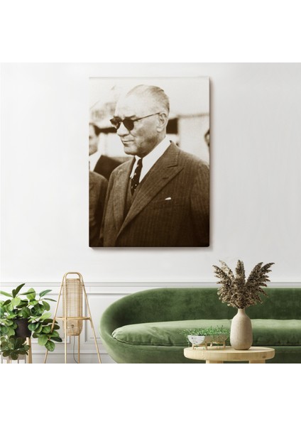 Atatürk Portre Tablosu Mustafa Kemal Atatürk Dikdörtgen Dekoratif Kanvas TABLO-FŞ-143