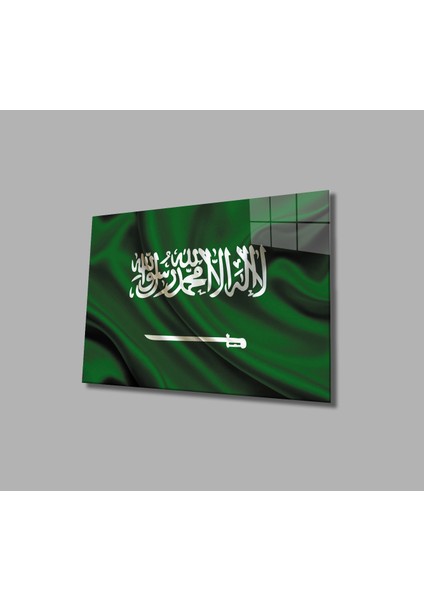 Suudi Arabistan Bayrağı Cam Tablo Saudi Arabia Flag