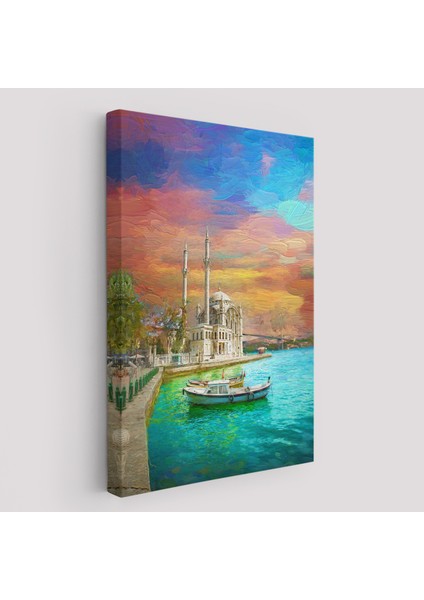 Ortaköy Cami ve Boğaz Köprüsü Yağlıboya Görünüm Kanvas Duvar TABLOSU-5946 fiyatları