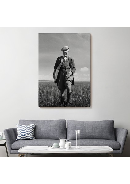 Atatürk Portre Tablosu Mustafa Kemal Atatürk Dikdörtgen Dekoratif Kanvas TABLO-FB-127