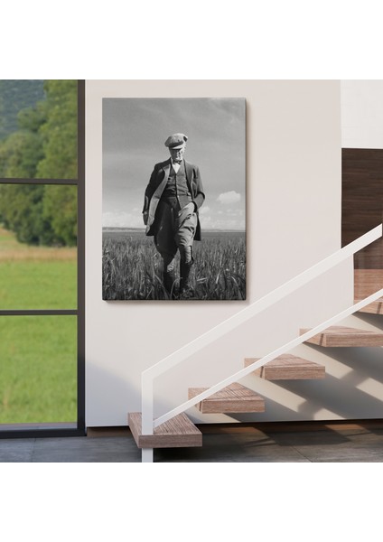 Atatürk Portre Tablosu Mustafa Kemal Atatürk Dikdörtgen Dekoratif Kanvas TABLO-FB-127