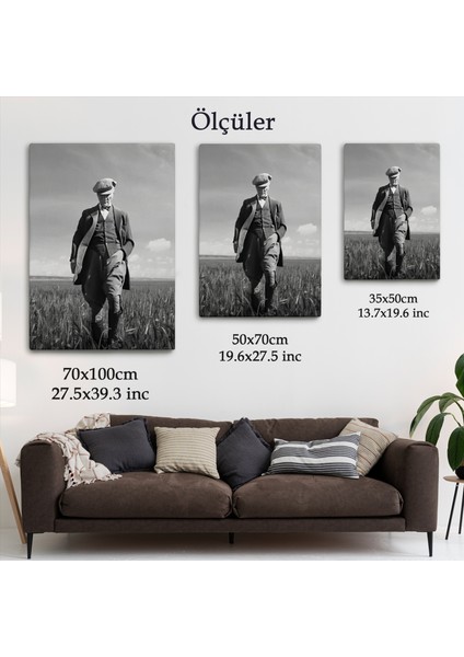 Atatürk Portre Tablosu Mustafa Kemal Atatürk Dikdörtgen Dekoratif Kanvas TABLO-FB-127