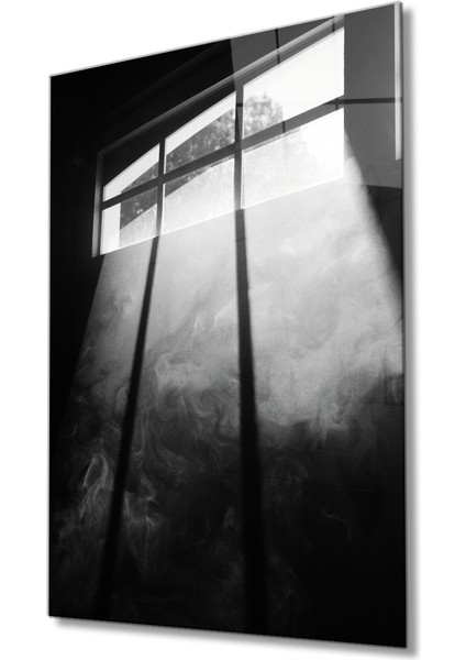Siyah Beyaz Pencere Cam Tablo Window Picture Painting