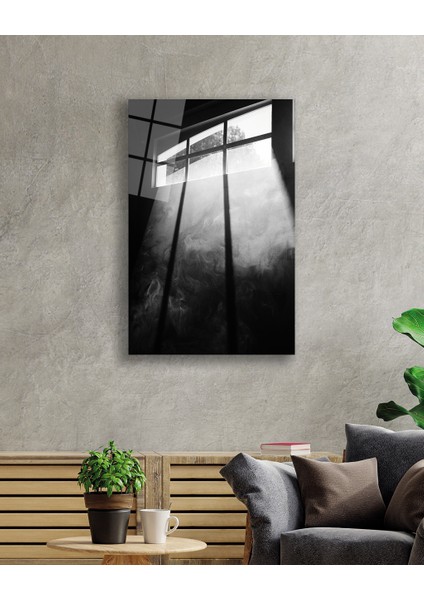 Siyah Beyaz Pencere Cam Tablo Window Picture Painting