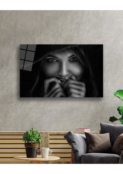 Siyah Beyaz Insan Fotoğrafları Kadın Cam Tablo fiyatları