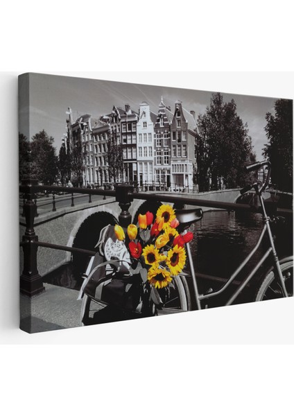 Amsterdam Kanallarındaki Bisiklet ve Laleler TABLOSU-6594