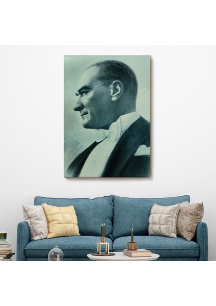 Atatürk Portre Tablosu Mustafa Kemal Atatürk Dikdörtgen Dekoratif Kanvas Tablo-Dı-86