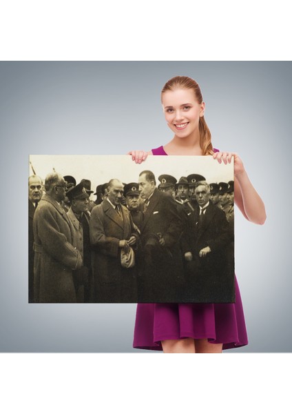 Atatürk'ün Anadolu'yu Ziyareti Mustafa Kemal Atatürk Dikdörtgen Dekoratif Kanvas Tablo-Cü-74 modelleri