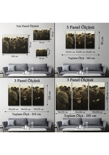 Atatürk'ün Anadolu'yu Ziyareti Mustafa Kemal Atatürk Dikdörtgen Dekoratif Kanvas Tablo-Cü-74 indirimleri