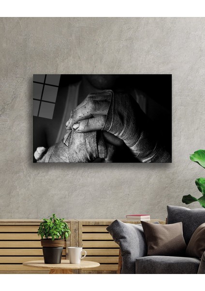 Siyah Beyaz Insan Fotoğrafları Eller Cam Tablo Hands fiyatları
