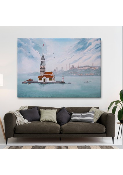 Kız Kulesi Yağlıboya Görünüm Dekoratif Kanvas TABLO-3587