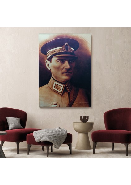 Atatürk Portre Tablosu Mustafa Kemal Atatürk Dikdörtgen Dekoratif Kanvas Tablo-Cö-66