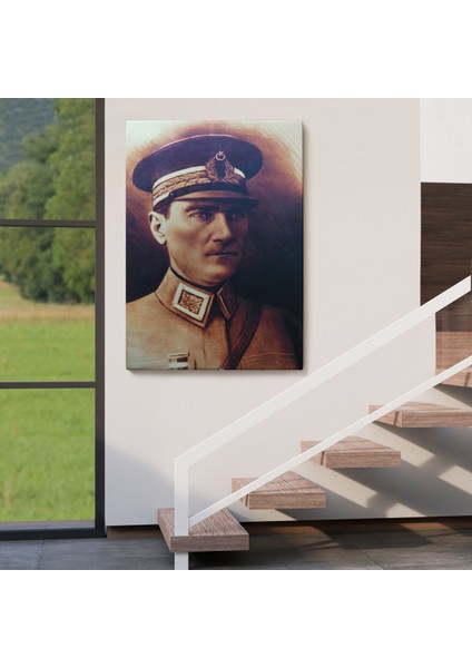 Atatürk Portre Tablosu Mustafa Kemal Atatürk Dikdörtgen Dekoratif Kanvas Tablo-Cö-66