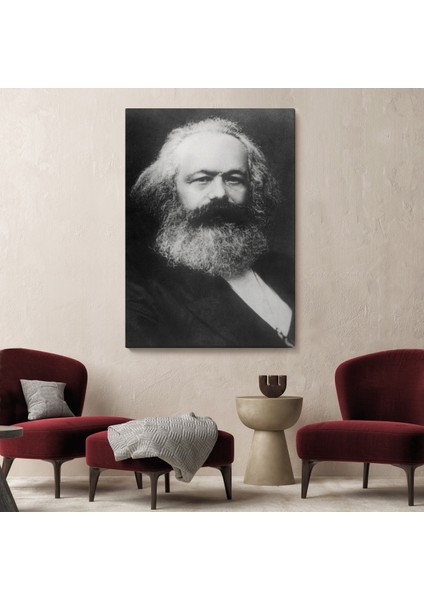 Karl Marx Siyah Beyaz Dekoratif Kanvas TABLO-5964