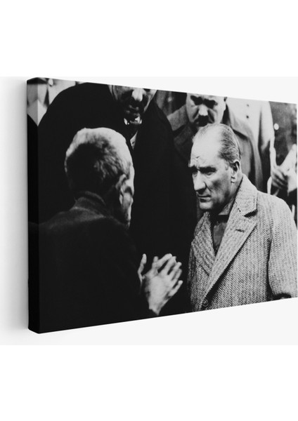 Atatürk Portre Tablosu Mustafa Kemal Atatürk Dikdörtgen Dekoratif Kanvas TABLO-FV-147