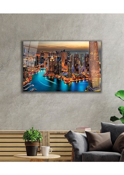 Işıklı Şehir Cam Tablo , Night City