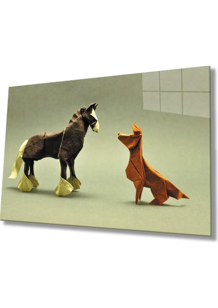 Origami Hayvanlar Cam Tablo