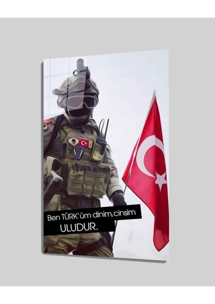 Türk Askeri ve Bayrak Cam Tablo