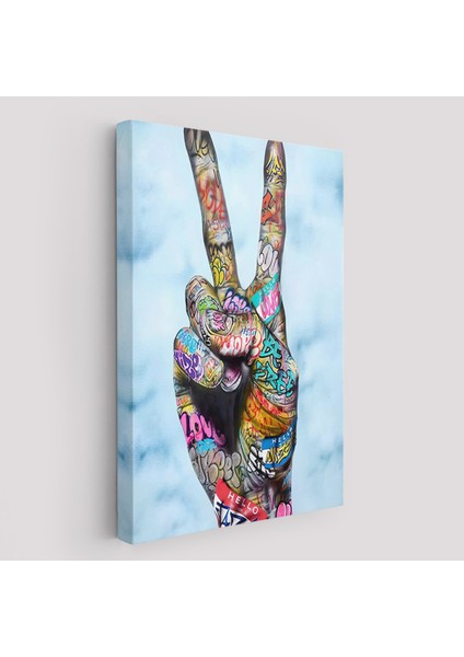 Kanvas Tablo Graffiti Zafer Işareti Bansky Duvar Sanatı, Graffiti Sokak SANATI-5308