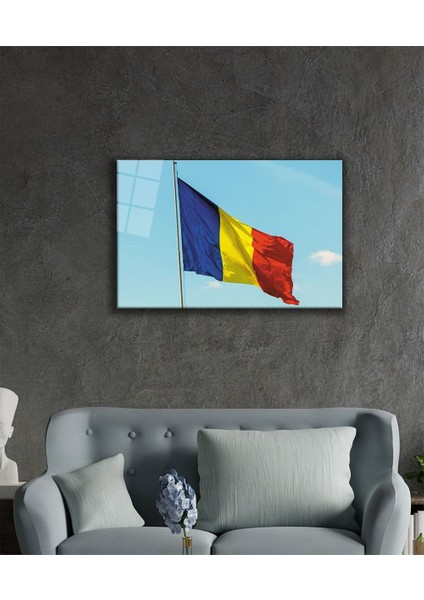 Romanya Bayrağı Cam Tablo Romanian Flag fiyatları