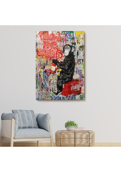 Hayallerinin Peşinden Git,maymun Graffiti Posteri, Banksy Graffiti Kanvas TABLO-5304