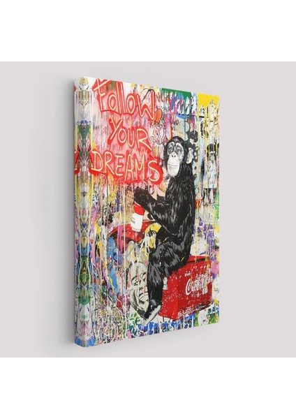 Hayallerinin Peşinden Git,maymun Graffiti Posteri, Banksy Graffiti Kanvas TABLO-5304