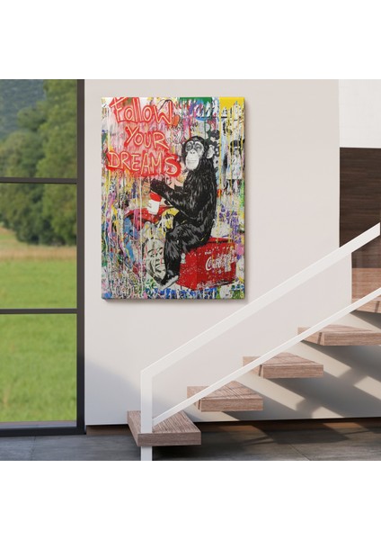 Hayallerinin Peşinden Git,maymun Graffiti Posteri, Banksy Graffiti Kanvas TABLO-5304