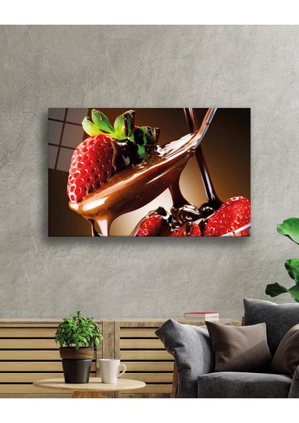Çilek ve Çikolata Cam Tablo Chocolate And Strawberry