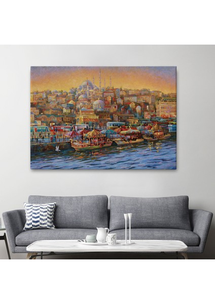 Eminönü Balıkçı Tekneleri Yağlıboya Görünümlü Kanvas TABLO-3598