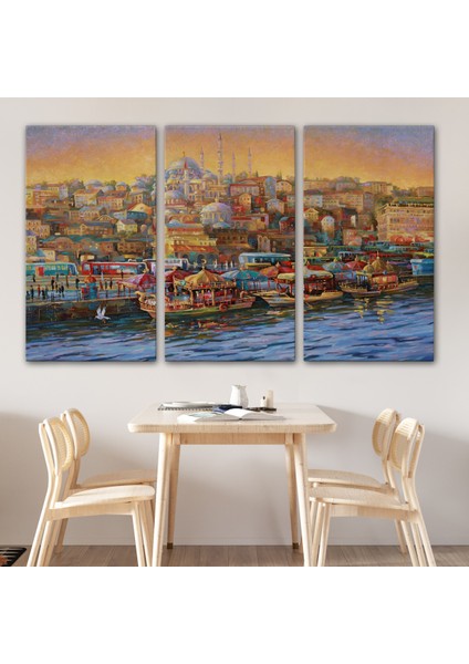 Eminönü Balıkçı Tekneleri Yağlıboya Görünümlü Kanvas TABLO-3598