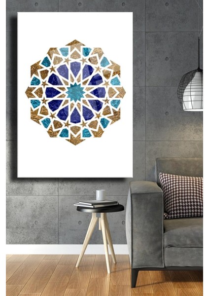 Beyaz Selçuklu Cam Tablo,motif Duvar Dekorasyonu