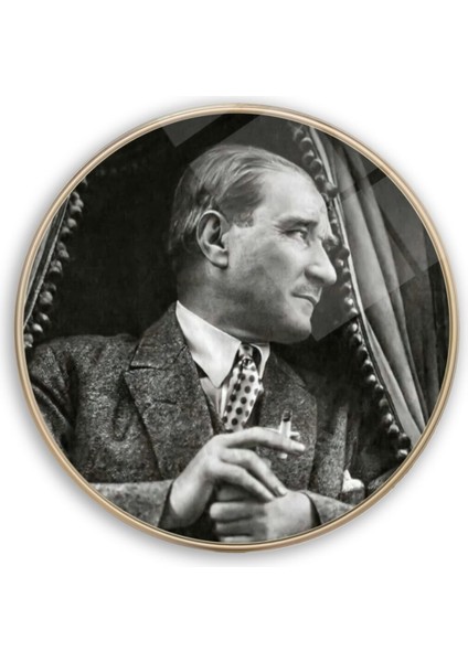 Atatürk Yuvarlak Cam Tablo