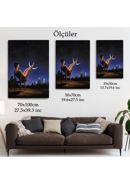 Ay'a Ayaklarını Koyup Dinlenen Kadın, Sürreal Sanat TABLOSU-6091