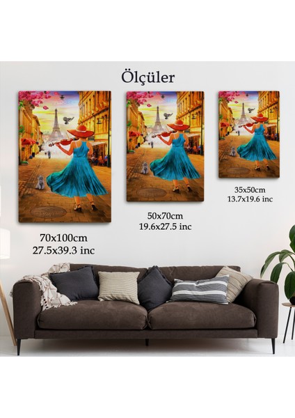Paris De Etfel Kulesine Karşı Keman Çalan Kız TABLOSU-6006 indirimleri