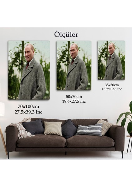 Mustafa Kemal Atatürk Paltolu Fotoğrafı Duvar TABLOSU-6199 indirimleri