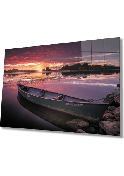 Gün Batımı Kayık Cam Tablo Sunset Kayak Table
