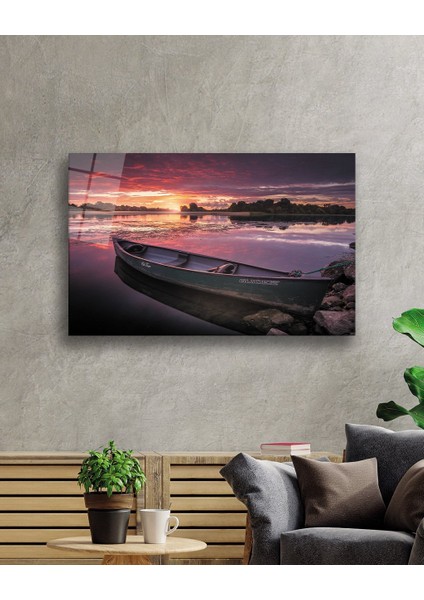 Gün Batımı Kayık Cam Tablo Sunset Kayak Table