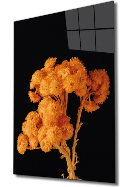 Sarı Turuncu Çiçek Cam Tablo Yellow Orange Flower