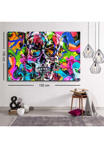 Dekoratif Baskı Illüstrasyon Kuru Kafa Pop Art Kanvas Tablo