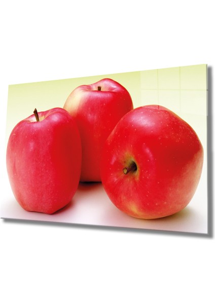 Kırmızı Elmalar Cam Tablo Red Apple