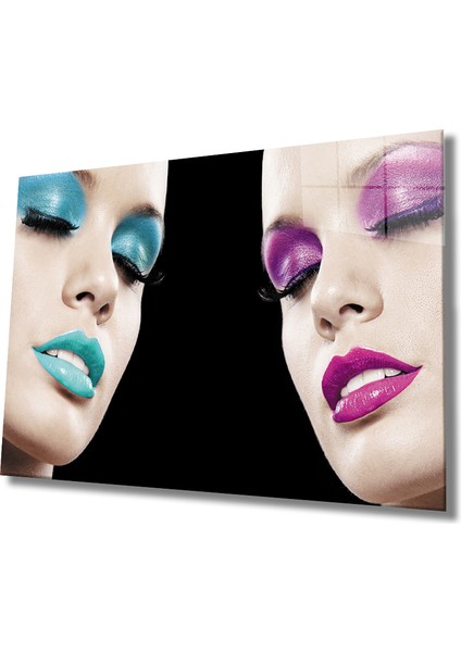 Kadınlar Makyaj Mavi Pembe Cam Tablo Makeup Blue Pink