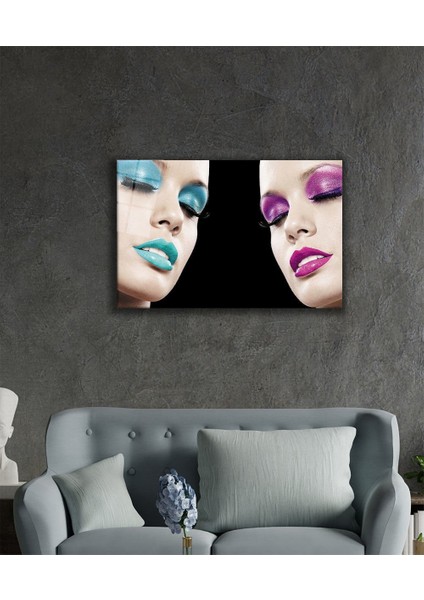 Kadınlar Makyaj Mavi Pembe Cam Tablo Makeup Blue Pink fiyatları