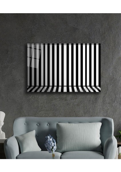 Black And White Geometrik Mimari Cam Tablo