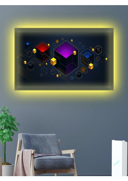 LED Işıklı 3D Dekoratif (Hediyelik Kanvas Tablo) 70 x 50